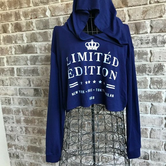 SuperNova Limited Edition Cropped Hoodie Small Navy New York Paris Tokyo… - Picture 3 of 9